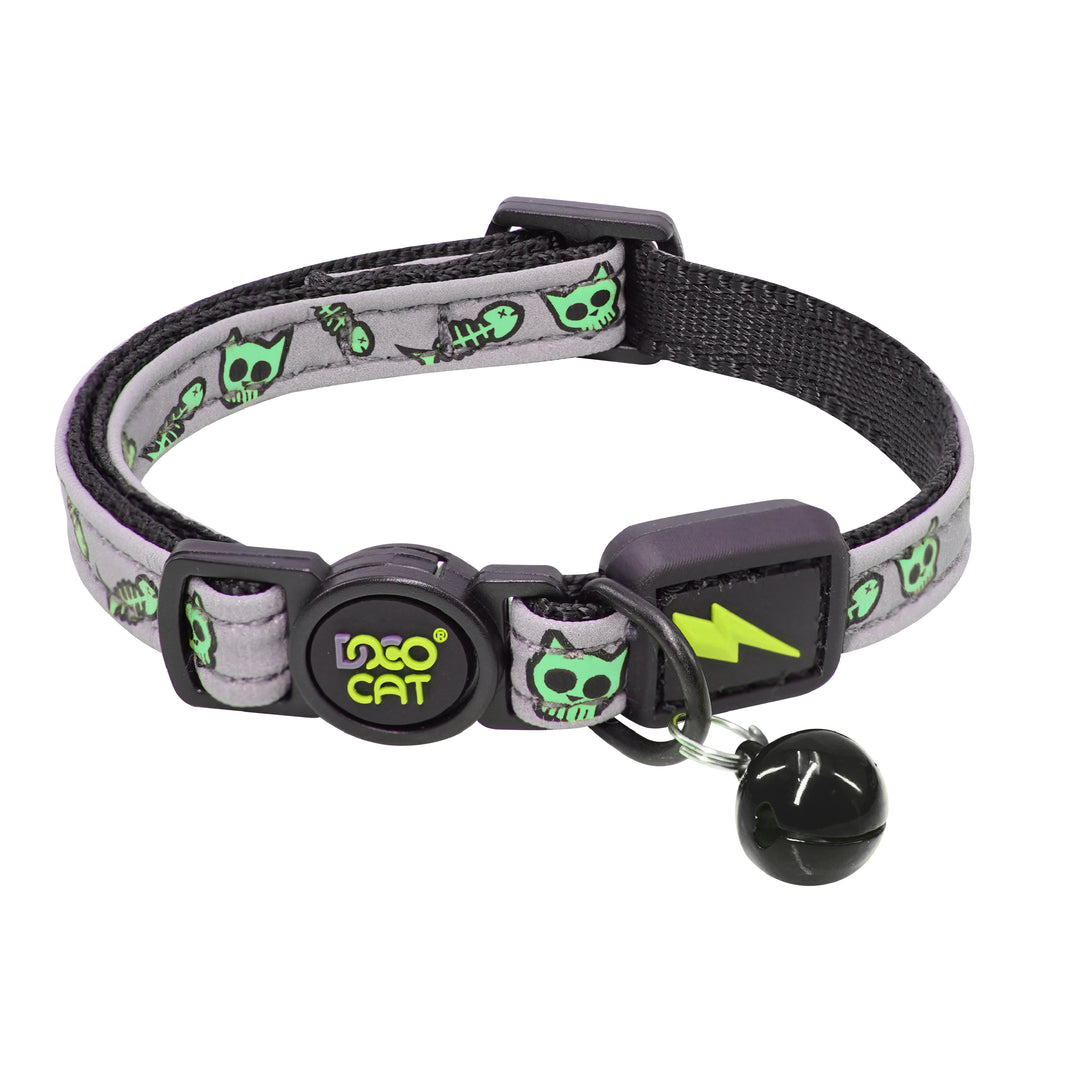 Collar Deo Cat para Gato - Estampado Calavera Verde